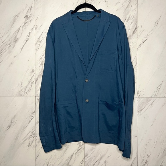 Elie Tahari Navy Linen Button Jacket Blazer SZ L - Picture 1 of 6